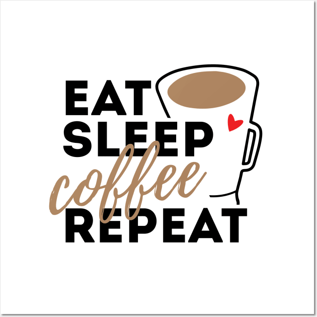 Eat Sleep Coffee Repeat Wall Art by GiftTrend